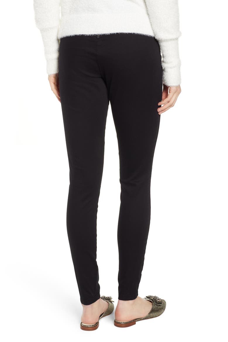 High Waist Mesh Tuxedo Stripe Denim Leggings, Alternate, color, BLACK