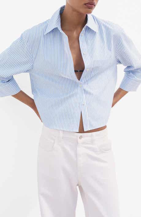 MANGO Embellished Stripe Button-Up Shirt