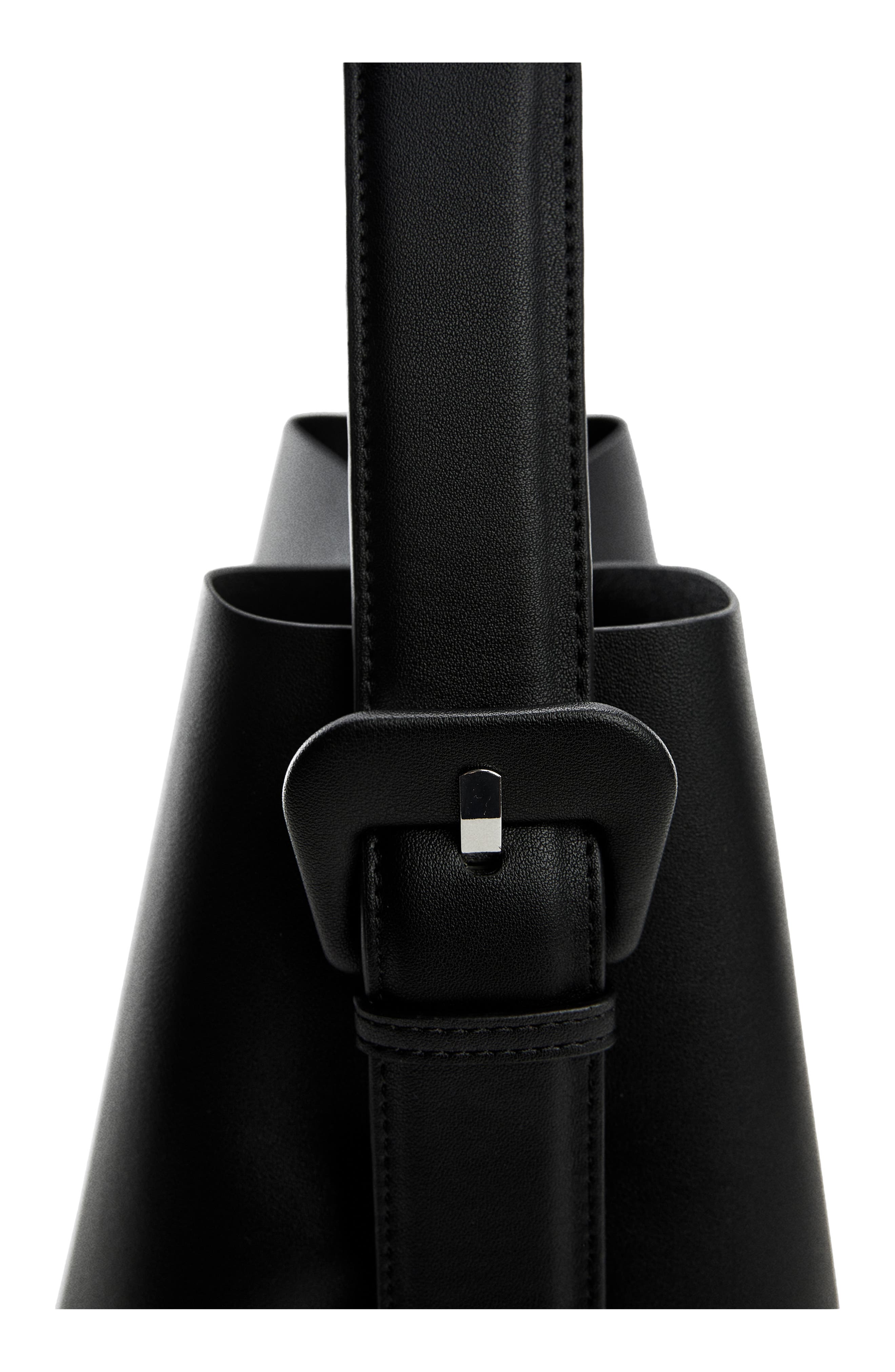 MANGO Buckle Detail Faux Leather Shopper Bag, Alternate, color, 