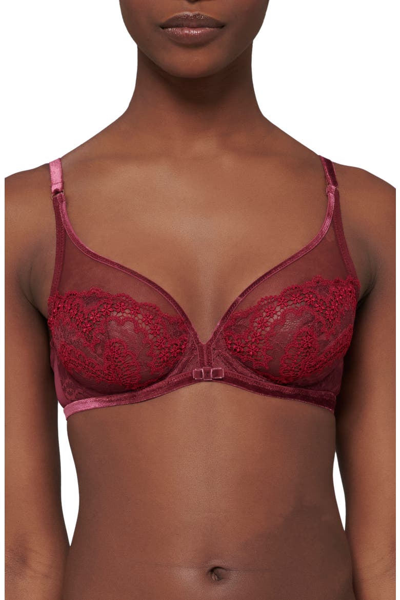 Scenario Sheer Plunge Underwire Bra, Alternate, color, SPINEL RED