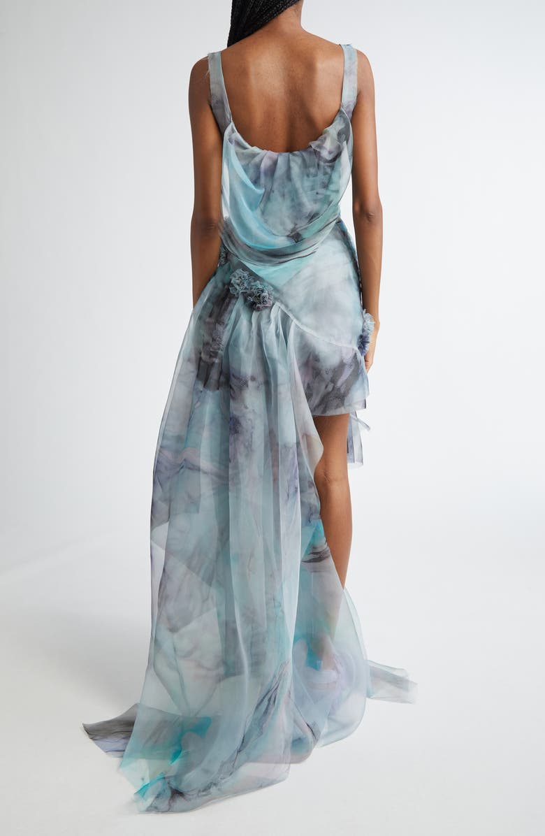 Collina Strada 8 Meadowsweet Asymmetric Cascade Detail Cotton Organdy Gown, Alternate, color, 