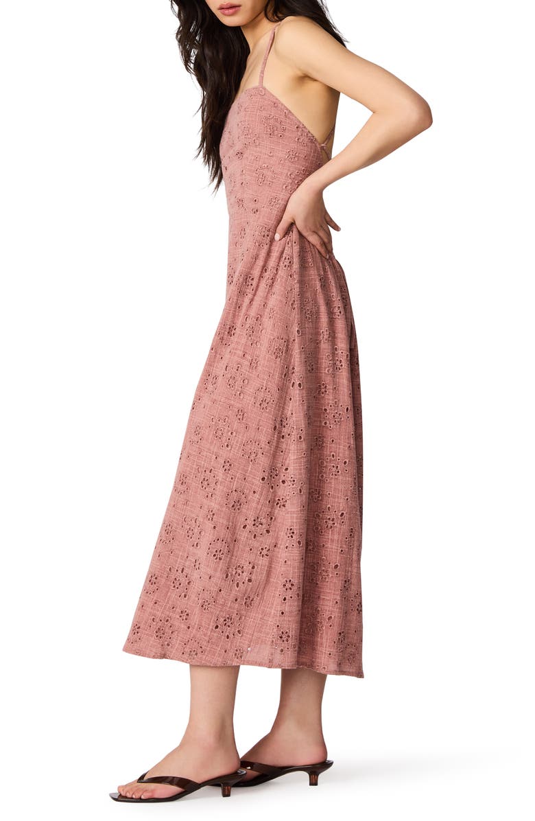 Steve Madden Riyan Eyelet Embroidery A-Line Dress, Alternate, color, Burnt Coral