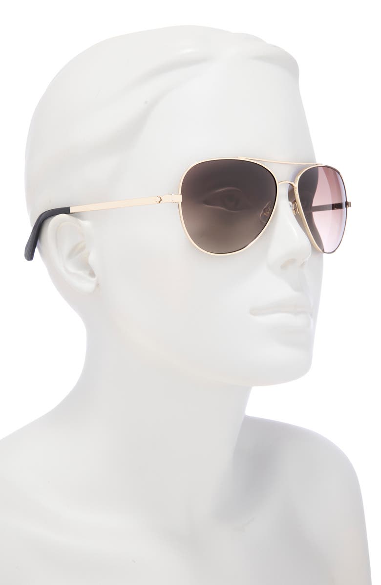 Kate Spade New York avaline2 58mm gradient aviator sunglasses, Alternate, color, Gold Black
