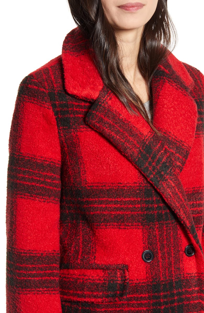 Vigoss Double Breasted Plaid Coat, Alternate, color,