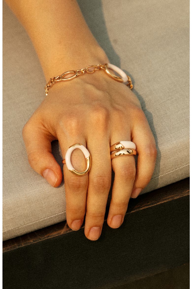 Time Ripples Round Ring, Alternate, color, White & Gold