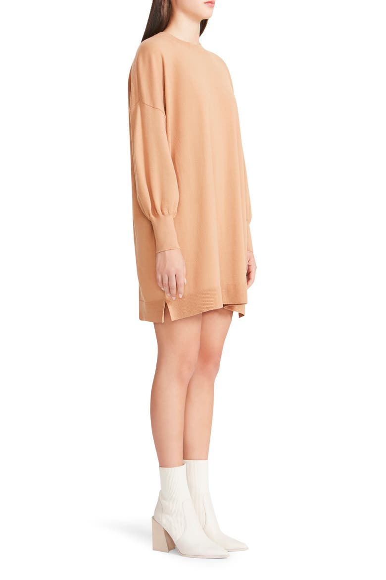 Olivia Long Sleeve Sweater Minidress, Alternate, color, CAMEL