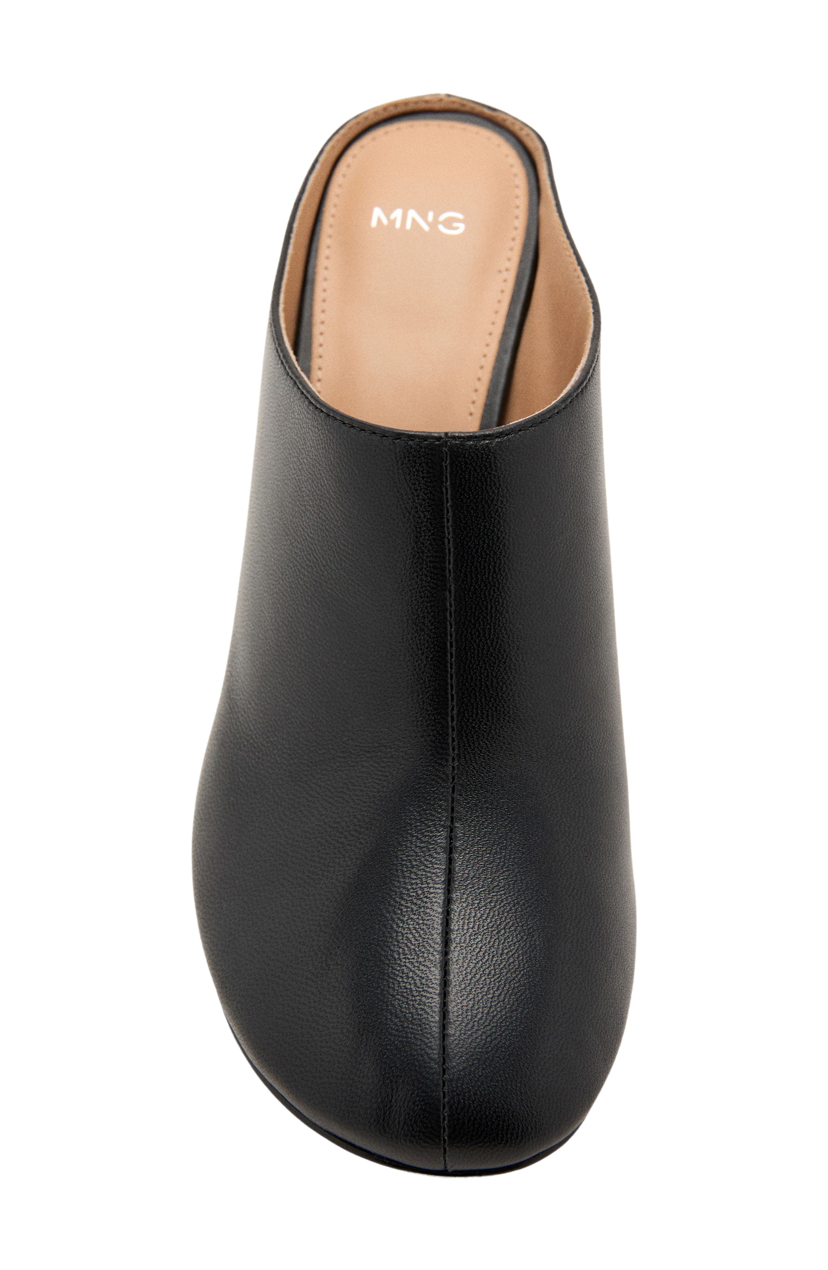 MANGO Leather Clog, Alternate, color, Black