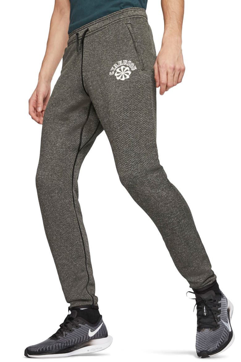 x Gyakusou Knit Running Pants, Main, color, BLACK HEATHER/ SAIL