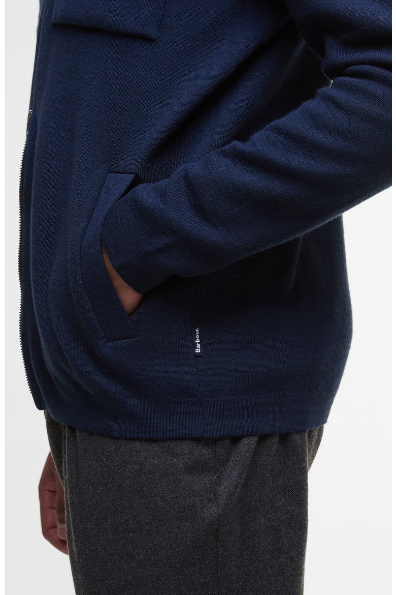 Croscombe Cotton & Merino Wool Blend Zip Cardigan, Alternate, color, NAVY MARL