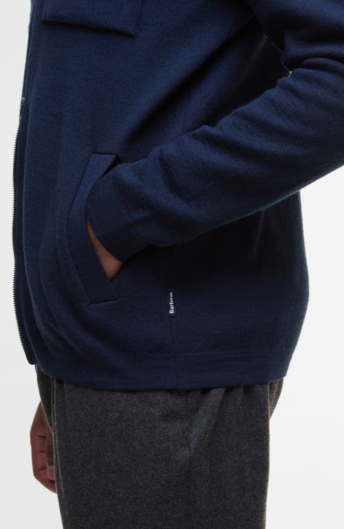 Barbour Crosscombe Zip Front Sweater In Blue