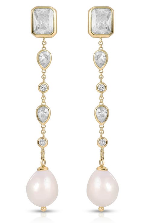 Gleaming Cubic Zirconia Linear Earrings