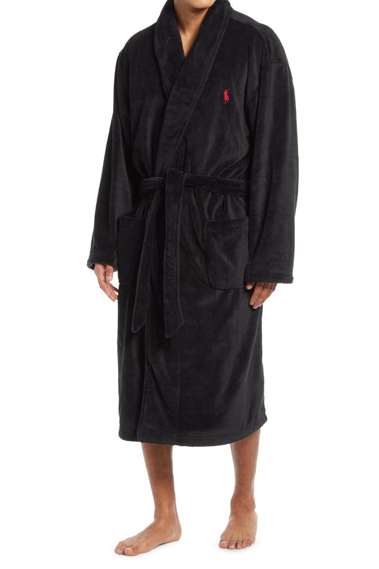 Microfiber Men's Robe, Main, color, POLO BLACK