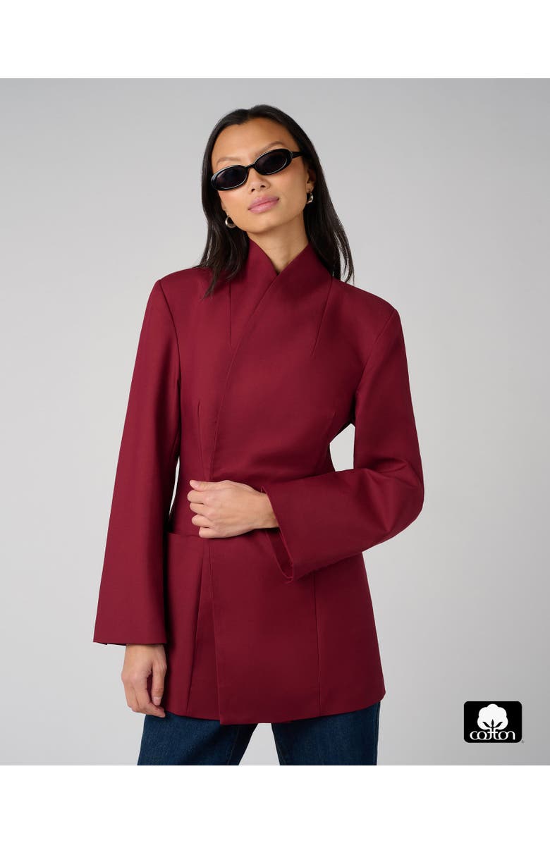WeWoreWhat Hour Glass Blazer Jacket, Main, color, Dark Cherry
