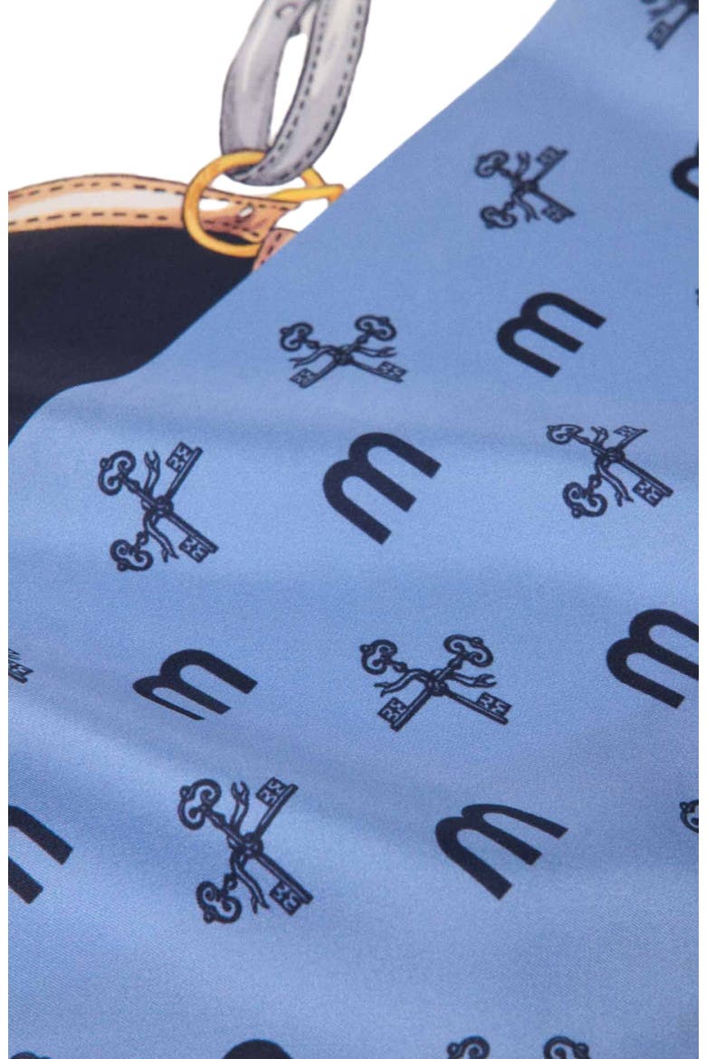 Equestrian motif silk scarf, Alternate, color, Blue