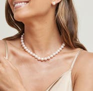 The Pearl Source 9.5-10mm Japanese Akoya White Pearl Necklace - AAA Quality