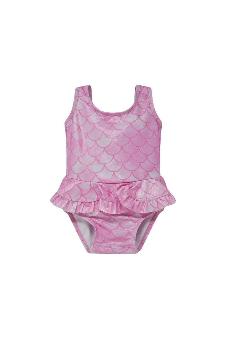 Girl's UPF 50+ Stella Infant Ruffle Swimsuit, Main, color, Pixie Scales Pink