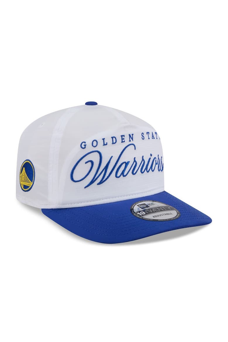 Men's New Era White/Royal Golden State Warriors 2025 NBA Draft On-Stage Nylon 19TWENTY Adjustable Hat, Main, color, White