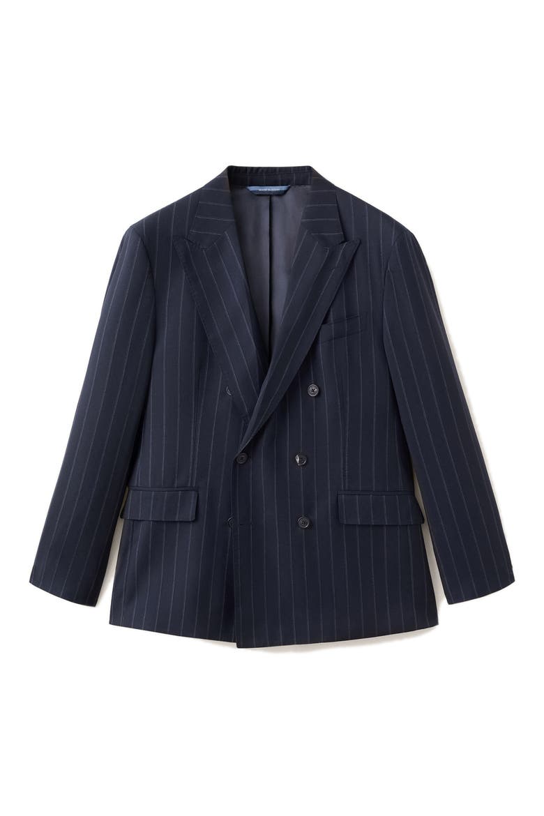 Venice Slim Fit Pinstripe Double Breasted Wool Jacket, Alternate, color, NAVY