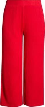 Anne Klein Crinkle Pull-On Ankle Wide Leg Pants