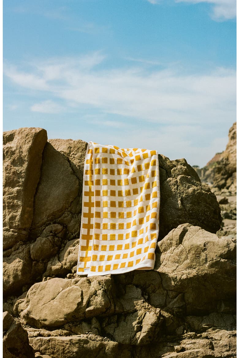 Capri Check Beach Towel, Alternate, color, NATURAL WITH MARIGOLD