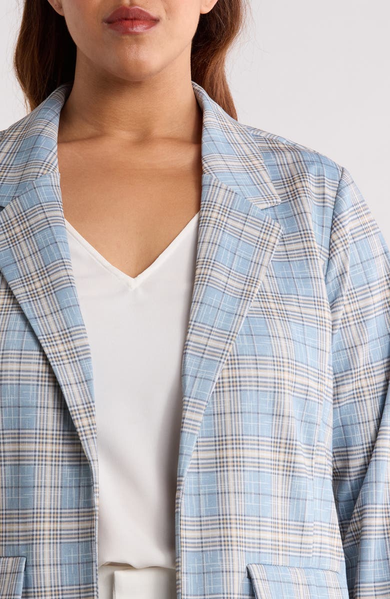 Liverpool Los Angeles Plaid Open Front Boyfriend Blazer, Alternate, color, Shadow Blue Multi