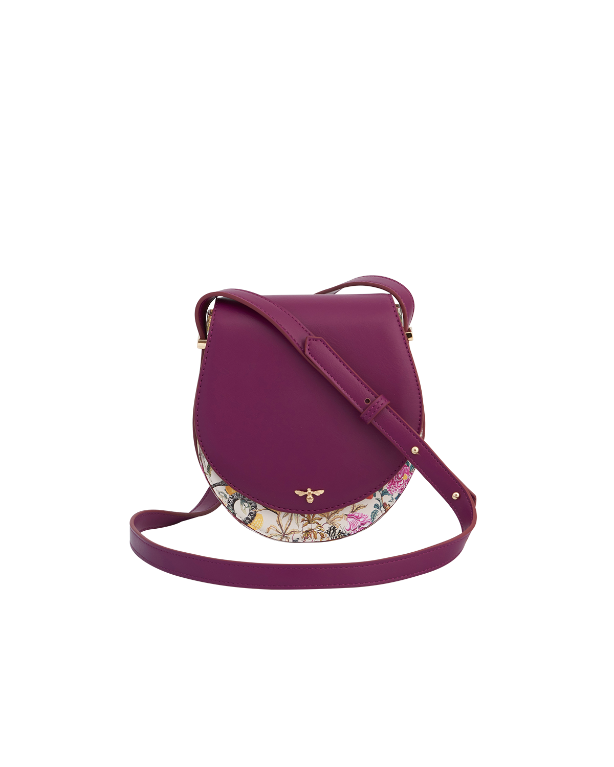 Fable England Floral Engravings Plum Saddle Bag, Main, color, Purple