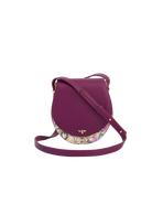 Fable England Floral Engravings Plum Saddle Bag