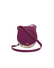 Fable England Floral Engravings Plum Saddle Bag