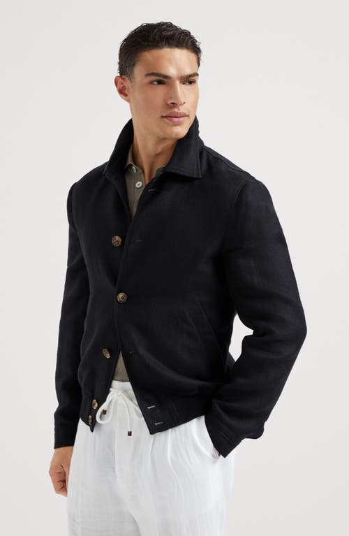 Brunello Cucinelli Diagonal Twill Jacket In Black