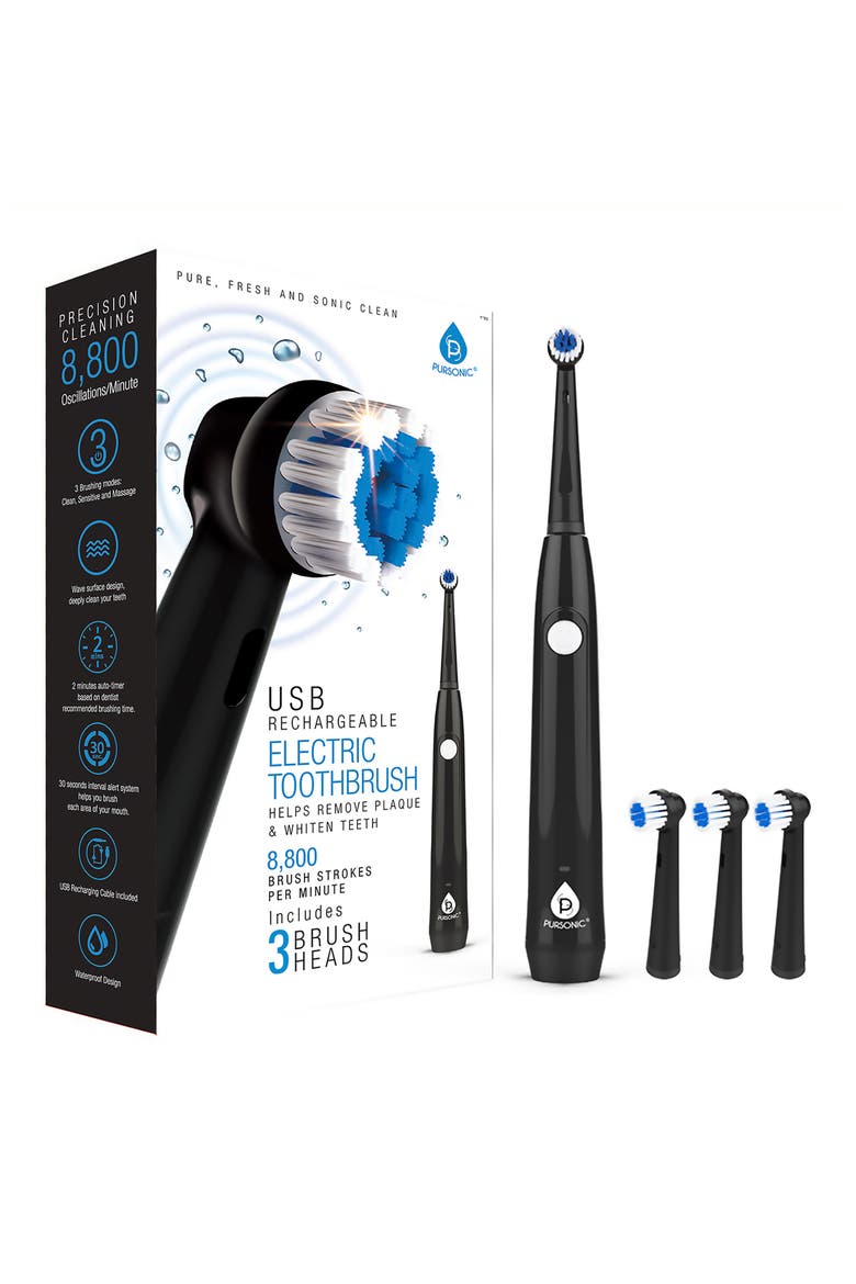 USB Rechargeable Rotary Toothbrush, Main, color, BLACK