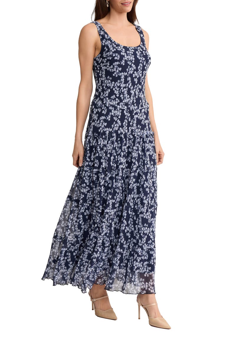 Spring Print Sleeveless Maxi Dress, Alternate, color, PACIFIC NAVY / NATURAL WHITE
