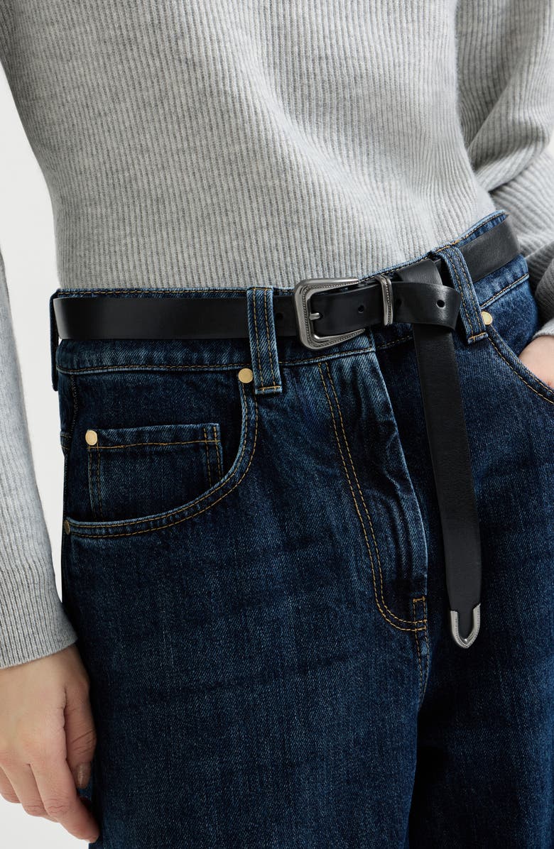 Brunello Cucinelli Vachetta belt with monili, Alternate, color, Black