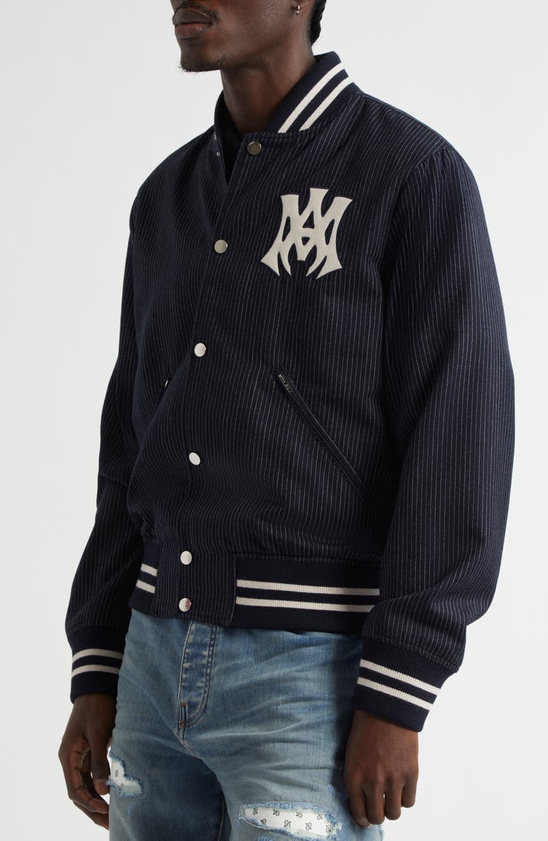 AMIRI Hollywood Pinstripe Wool Varsity Jacket, Alternate, color, 