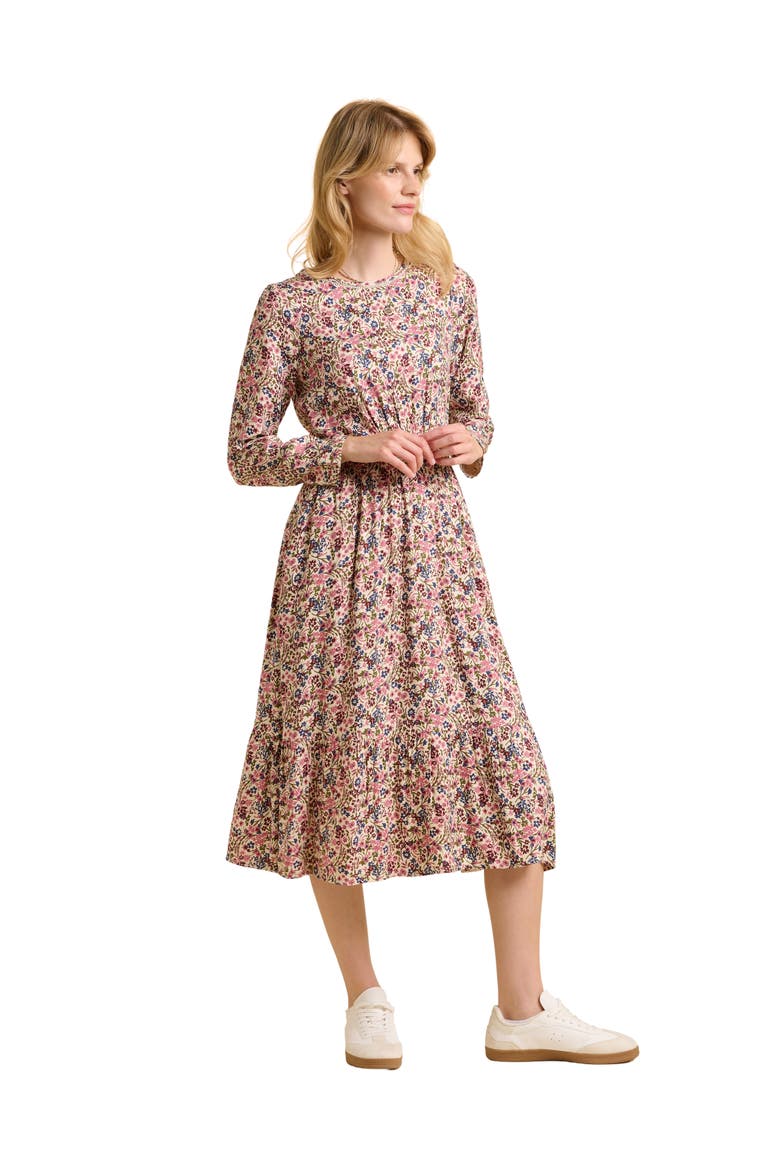 Abloom Long Sleeve Floral Midi Dress, Main, color, Cream