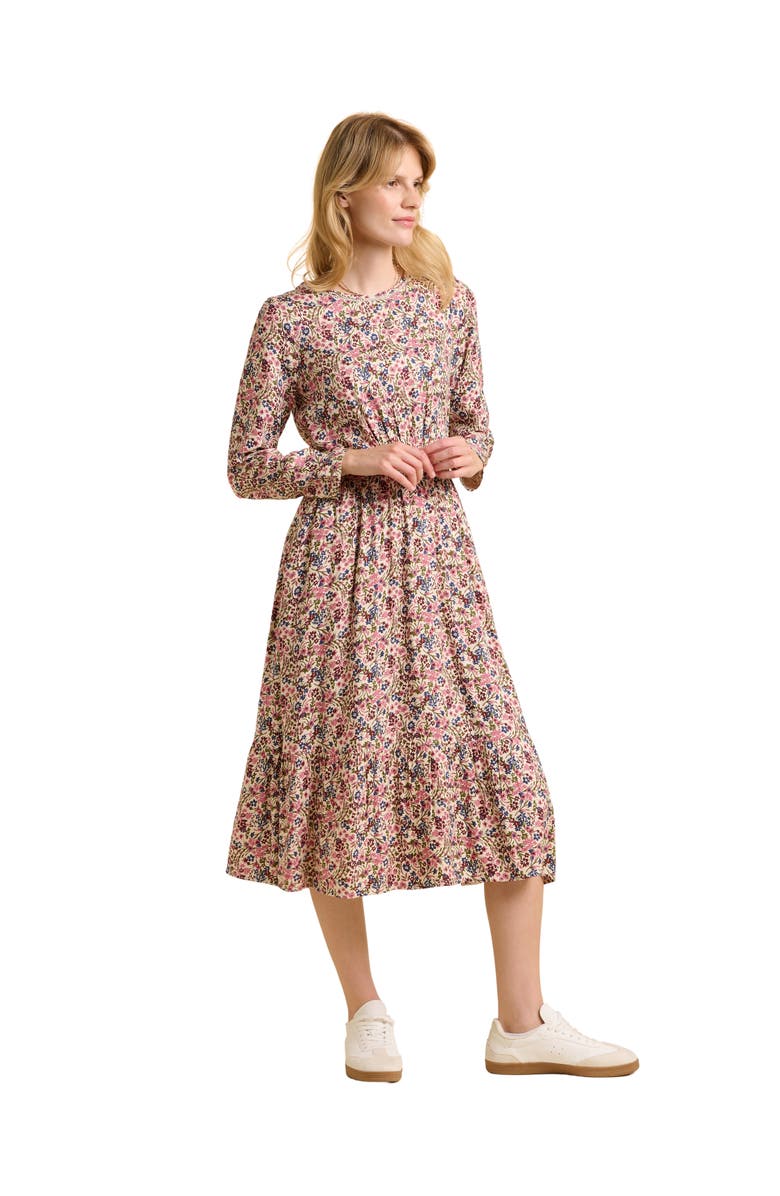 Brakeburn Abloom Long Sleeve Floral Midi Dress, Main, color, Cream