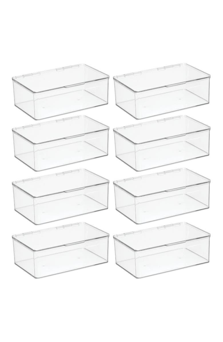 mDesign Kitchen Pantry/Fridge Storage Organizer Box - Hinged Lid, 8 Pack, Alternate, color, 