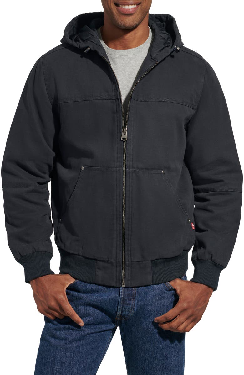 Levi's Workwear Hooded Bomber, Main, color, Navy