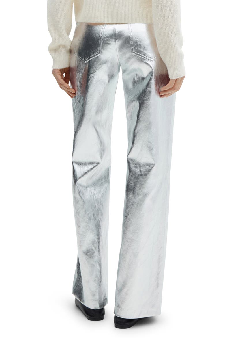 Metalllic Wide Leg Pants, Alternate, color, SILVER