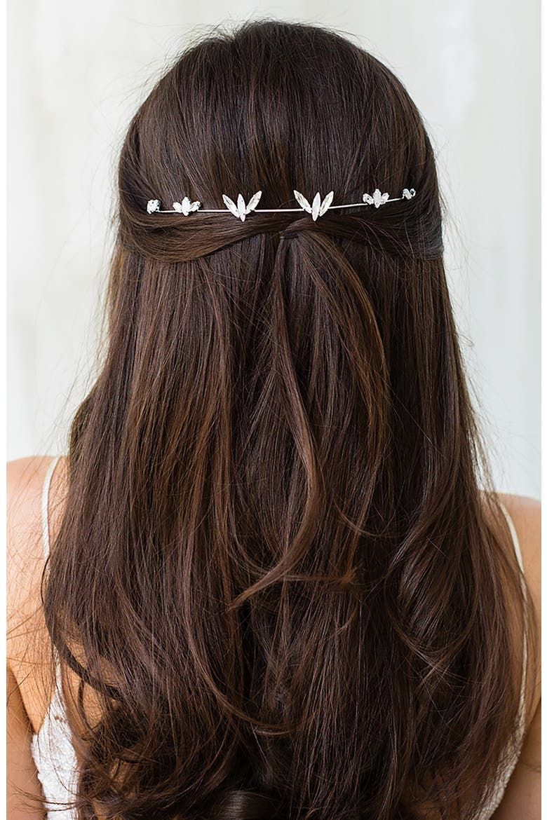 Meara Austrian Crystal & Opal Halo Comb, Alternate, color, SILVER