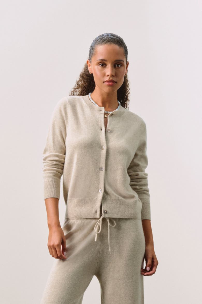 JAYLA BUTTON-UP CASHMERE CARDIGAN, Main, color, Flax