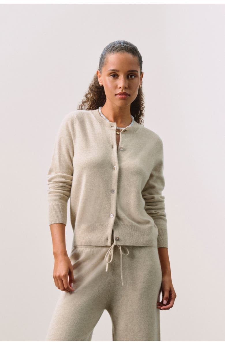 NAKED CASHMERE JAYLA BUTTON-UP CASHMERE CARDIGAN, Main, color, Flax