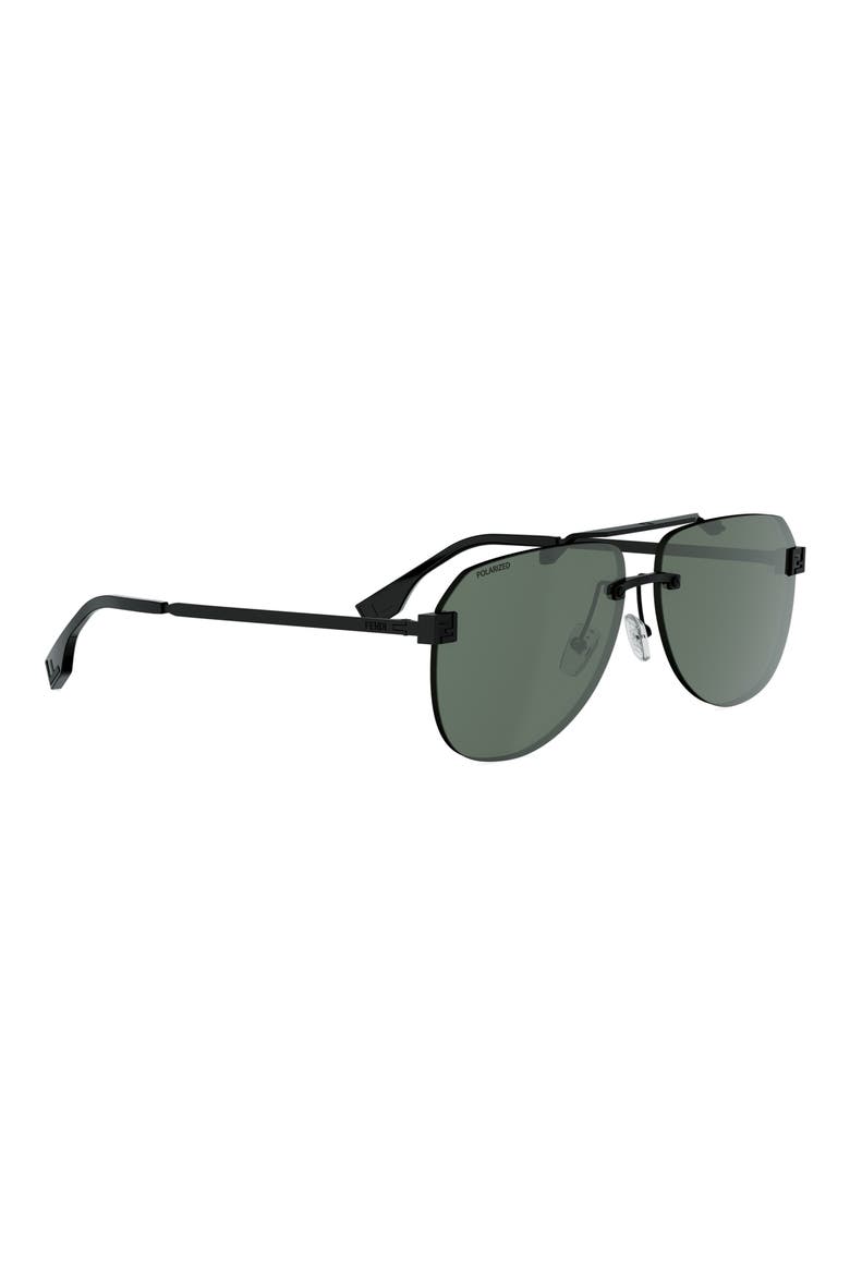Sky 61mm Polarized Pilot Sunglasses, Alternate, color, MATTE BLACK / GREEN POLARIZED