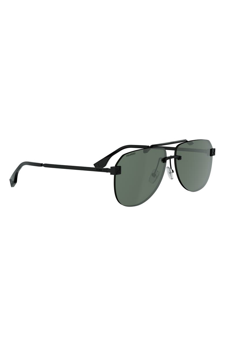 Fendi Sky 61mm Polarized Pilot Sunglasses, Alternate, color, Matte Black / Green Polarized