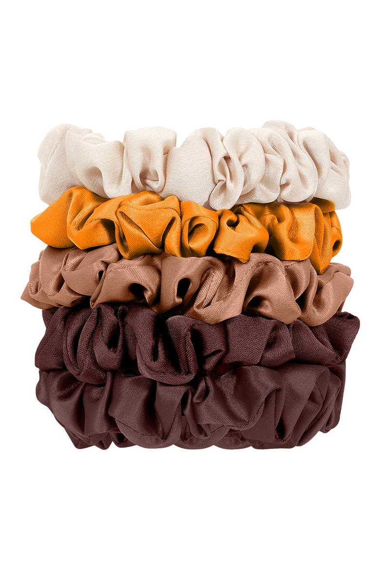 5-Pack Assorted Petite Satin Scrunchies, Alternate, color, SEDONA