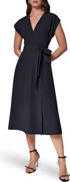 DONNA KARAN WEEKEND Belted Twill Midi Dress
