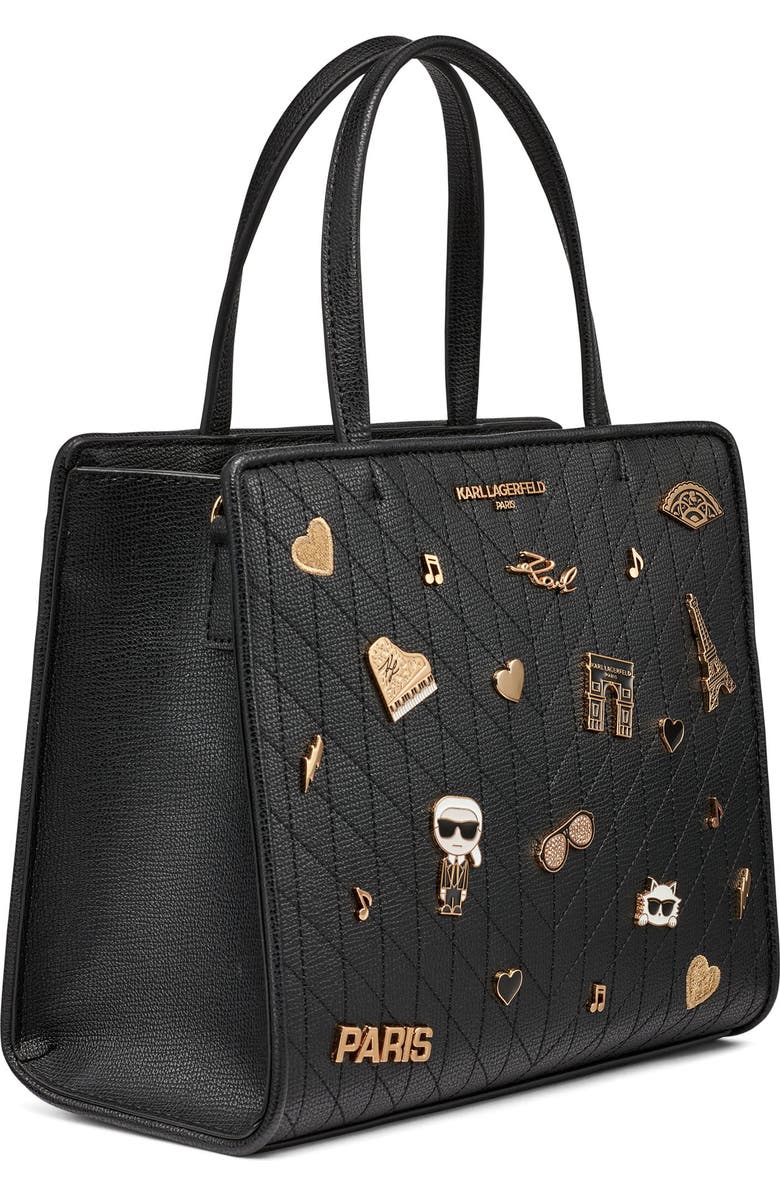 KARL LAGERFELD PARIS Maybelle Satchel, Alternate, color, Black/Gold