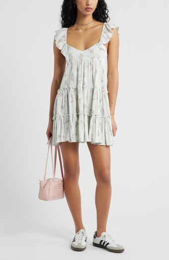 Flutter Sleeve Cotton Blend Mini Sundress