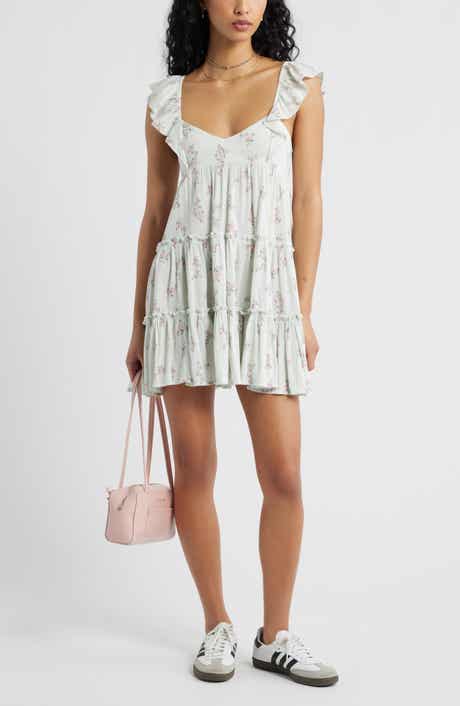 Flutter Sleeve Cotton Blend Mini Sundress