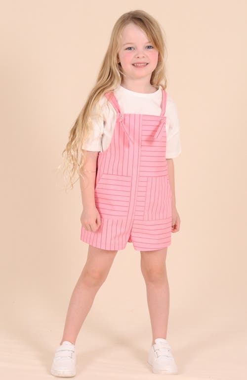 Tiny Tribe Kids' Lolly Stripe Shortalls In Pink