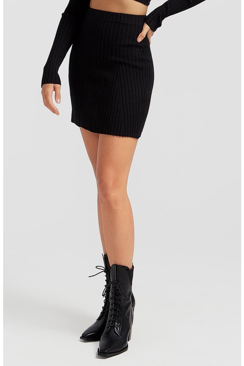 C'est Belle Knit Mini Skirt, Alternate, color, Black